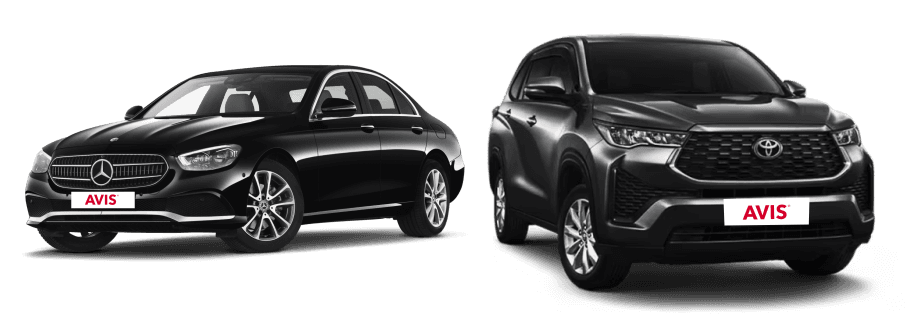 Luxury car lineup for airport transfers